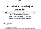 Pozvánka na veřejné zasedání zastupitelstva obce Lužany